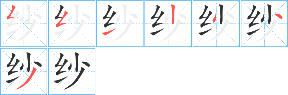 紗字筆畫寫法