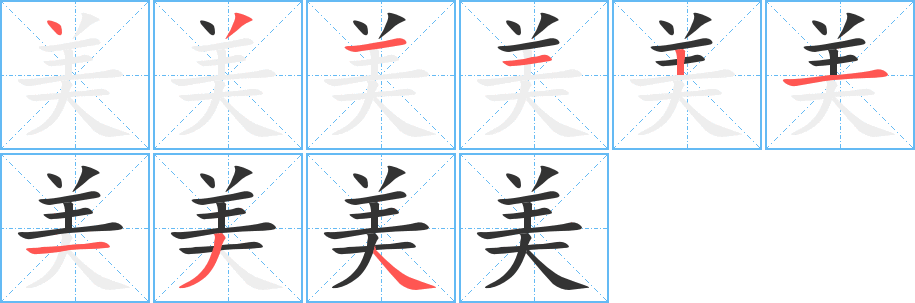 美字筆畫寫法