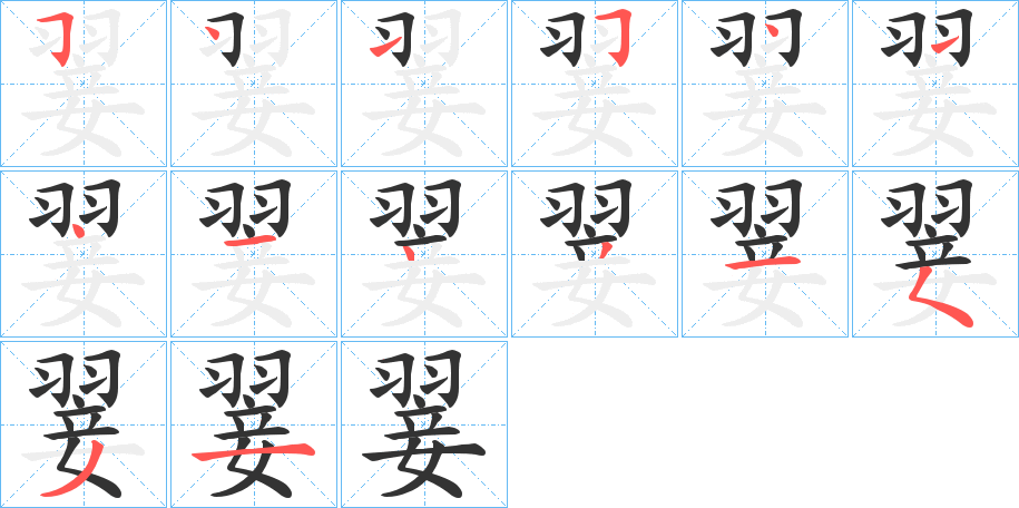 翣字筆畫寫法