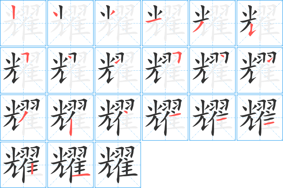 耀字筆畫寫法