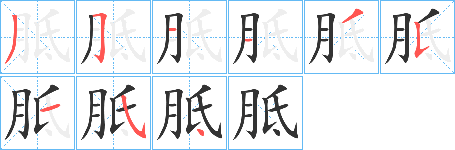 胝字筆畫(huà)寫(xiě)法