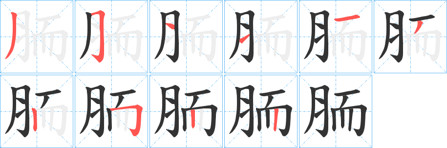 胹字筆畫寫法