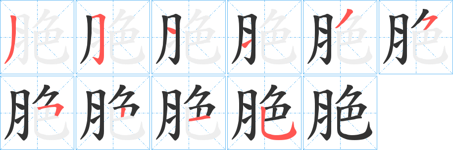 脃字筆畫寫法