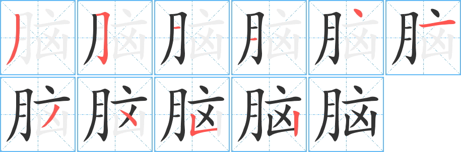 腦字筆畫寫法