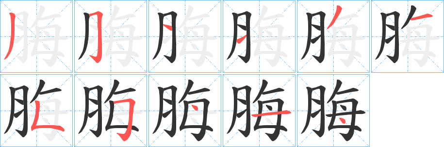 脢字筆畫寫法