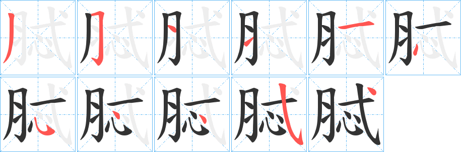 脦字筆畫寫法