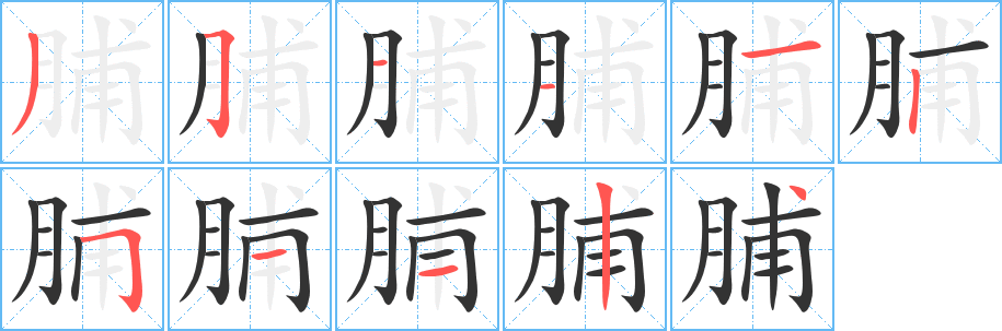 脯字筆畫寫法