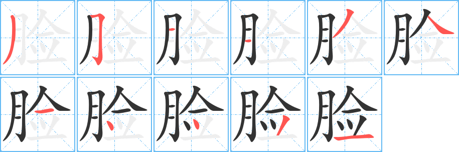 臉字筆畫(huà)寫(xiě)法