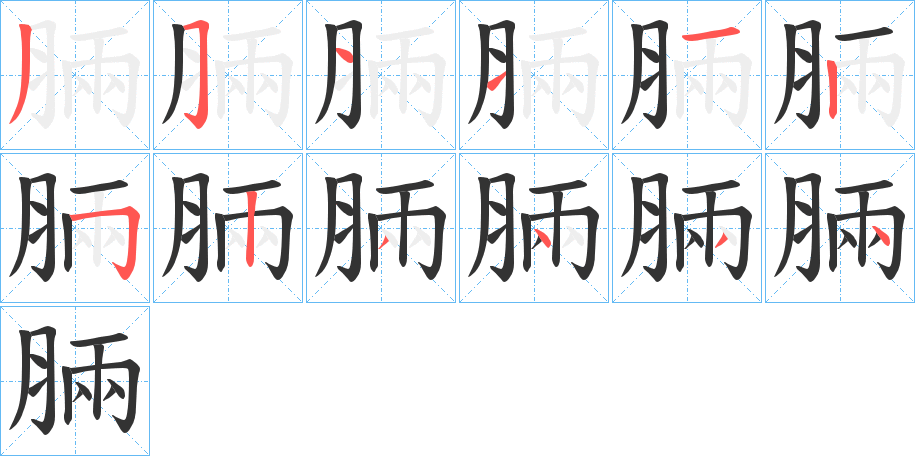 脼字筆畫寫法