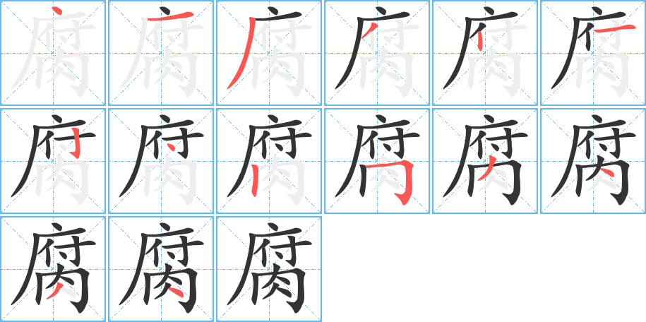 腐字筆畫寫法