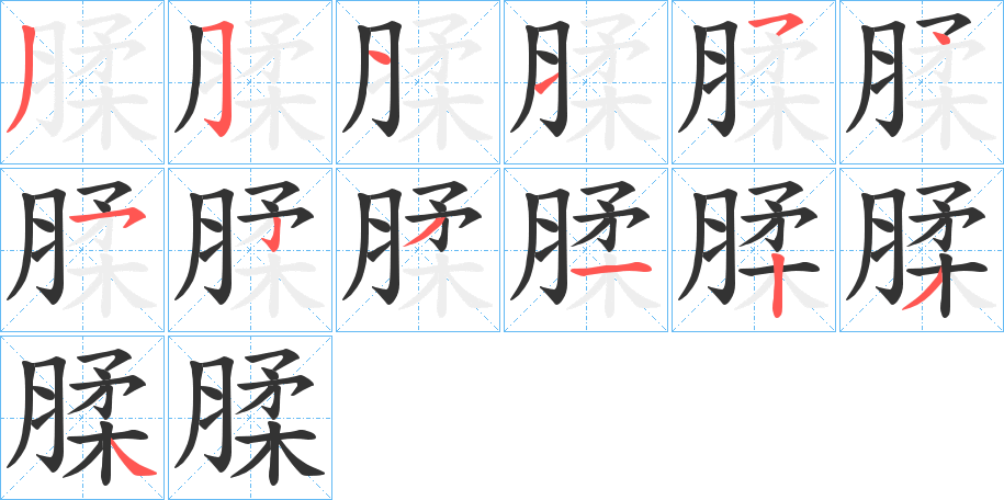 腬字筆畫寫法