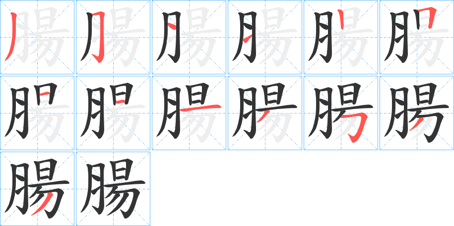 腸字筆畫寫法