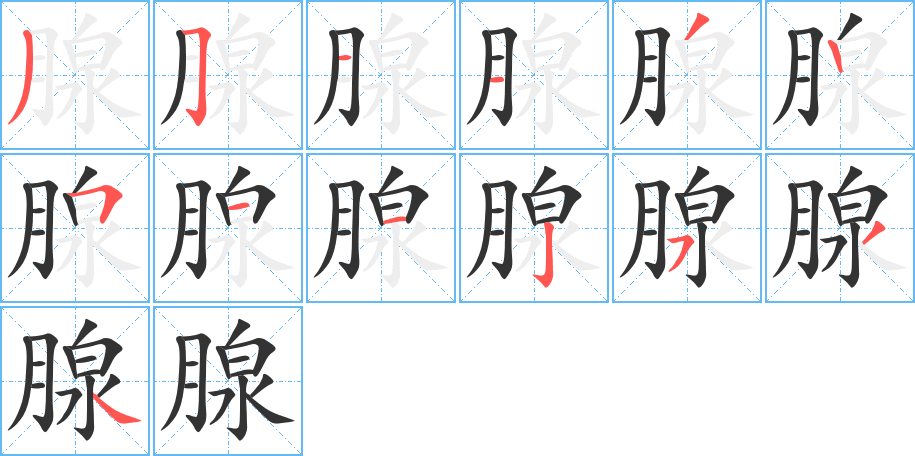 腺字筆畫寫法