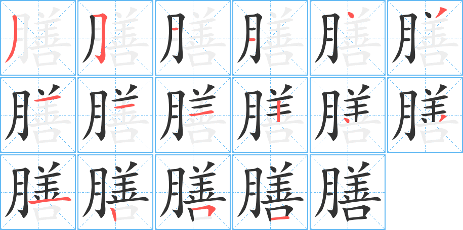 膳字筆畫寫法