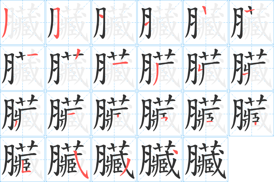 臟字筆畫寫法