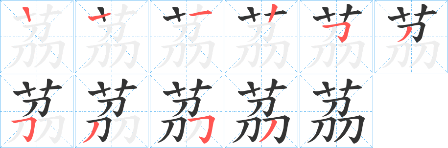 茘字筆畫寫法