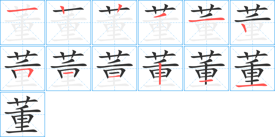 董字筆畫寫法