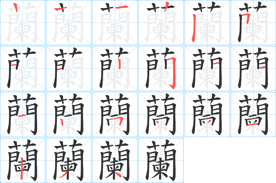 蘭字筆畫寫法