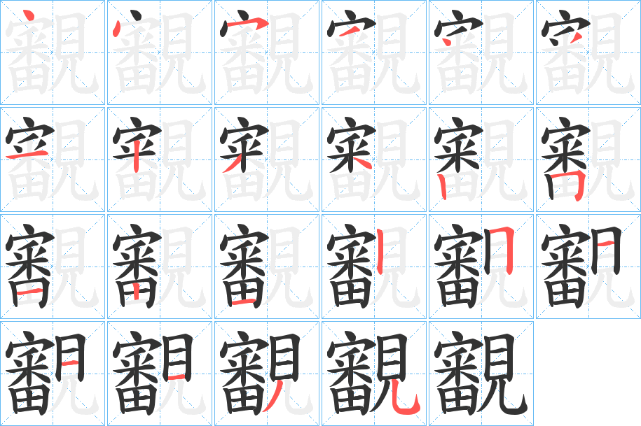 覾字筆畫寫法