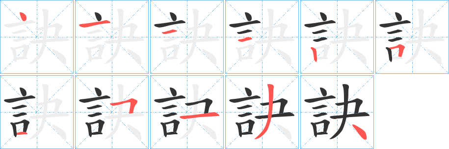 訣字筆畫寫法