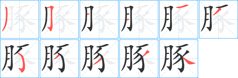 豚字筆畫寫法