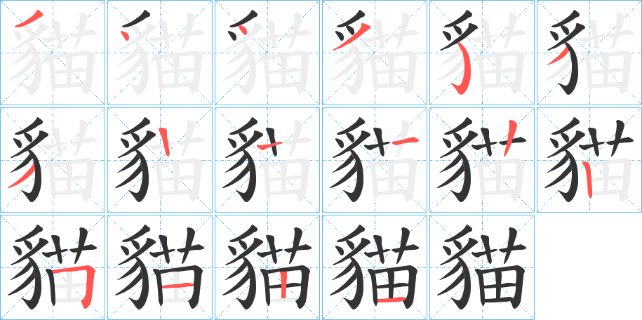 貓字筆畫寫法