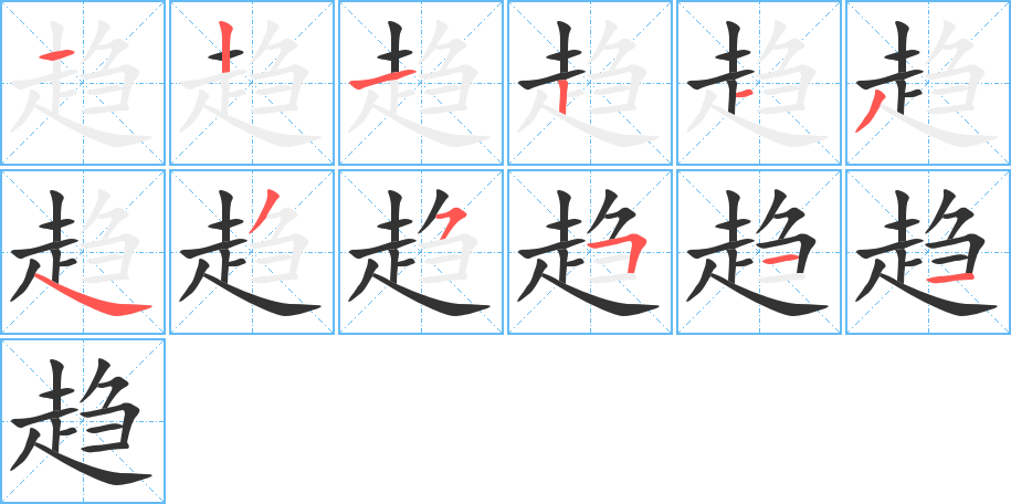 趨字筆畫寫法