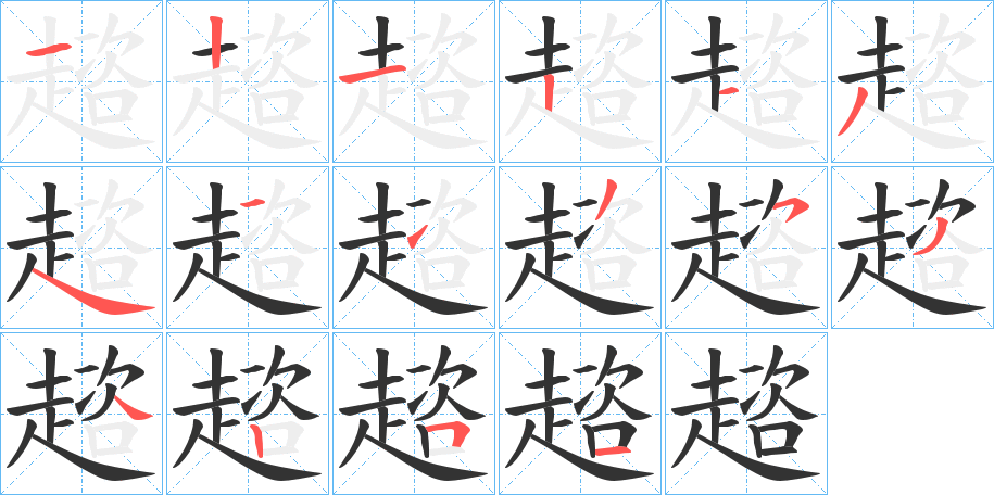 趦字筆畫寫法