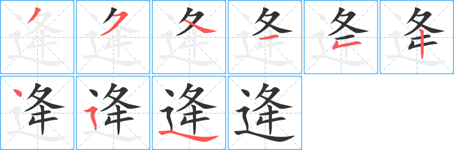 逄字筆畫寫法