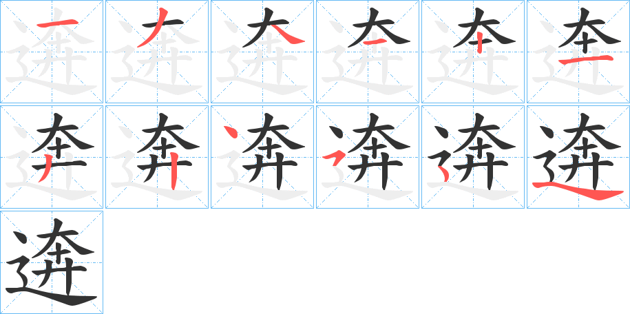 逩字筆畫寫法