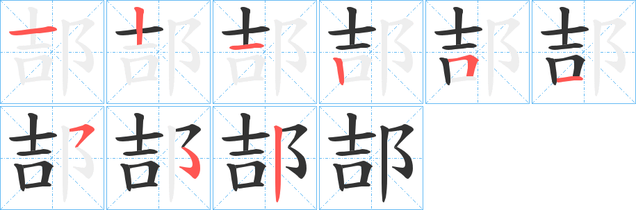 郆字筆畫寫法
