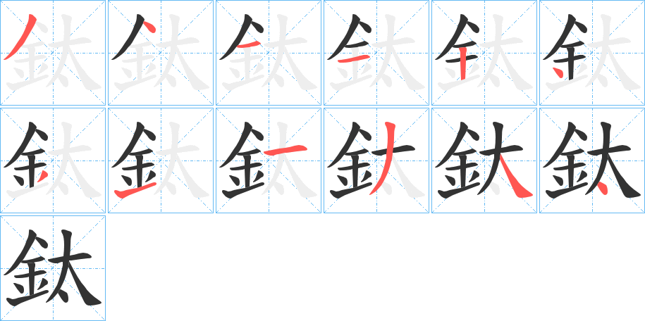 鈦字筆畫寫法