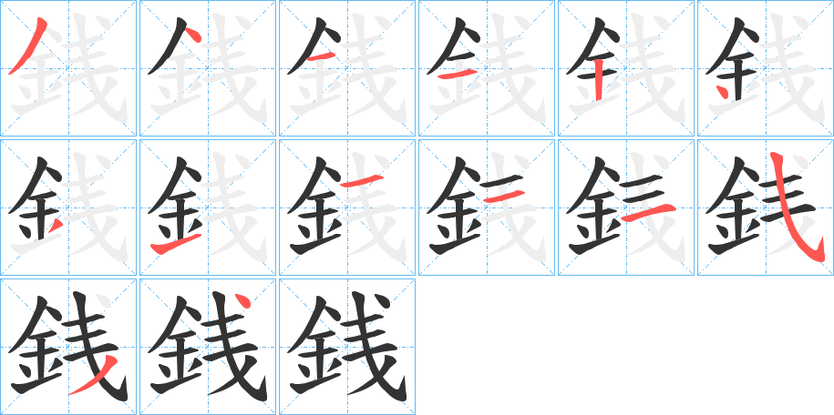 銭字筆畫寫法