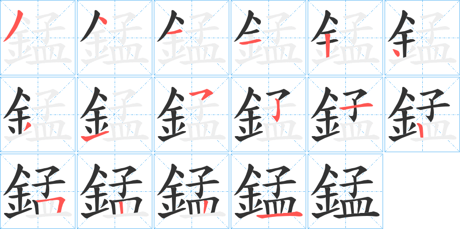錳字筆畫寫法