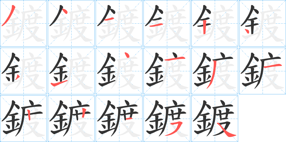 鍍字筆畫寫法