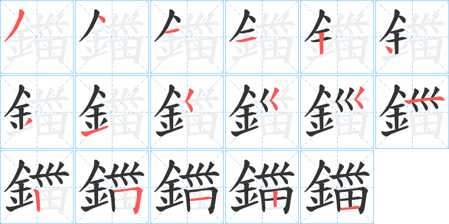 鍿字筆畫(huà)寫(xiě)法