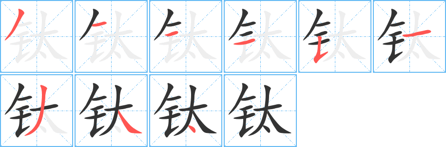 鈦字筆畫寫法