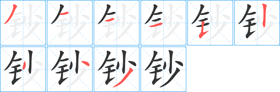 鈔字筆畫寫法