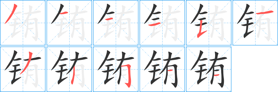 銪字筆畫寫法