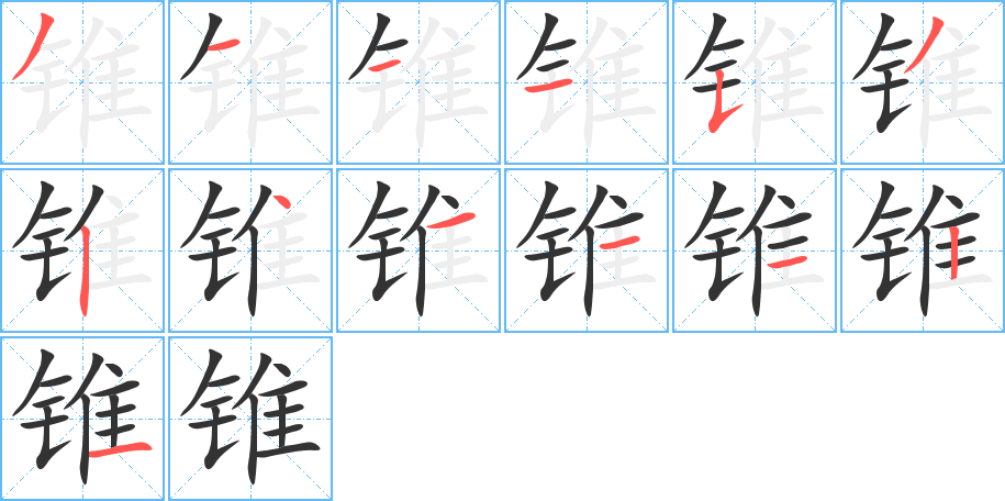 錐字筆畫寫法