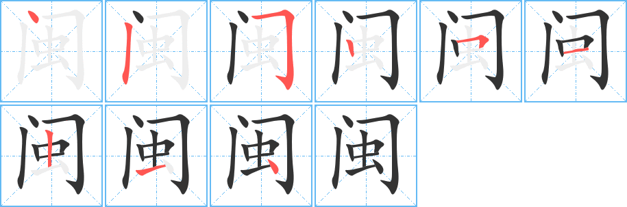 閩字筆畫(huà)寫(xiě)法