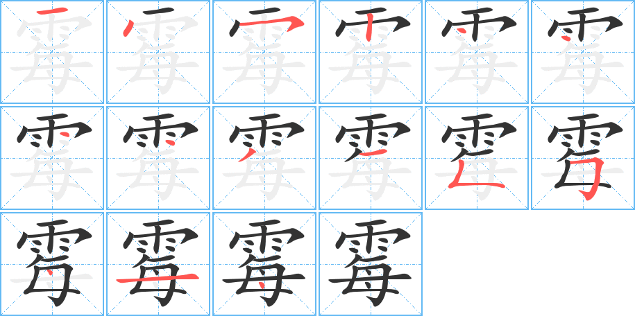 霉字筆畫寫法