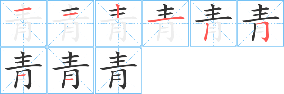 青字筆畫寫法