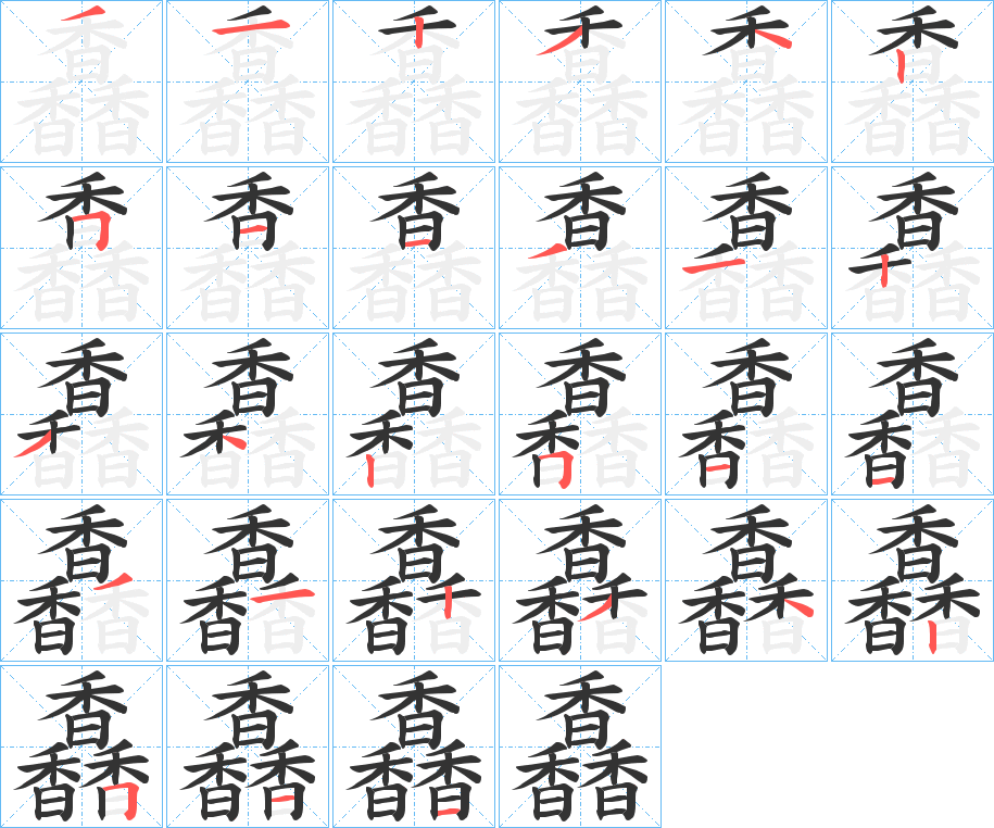 馫字筆畫寫法