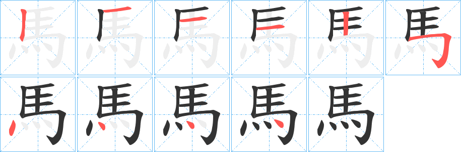馬字筆畫寫法