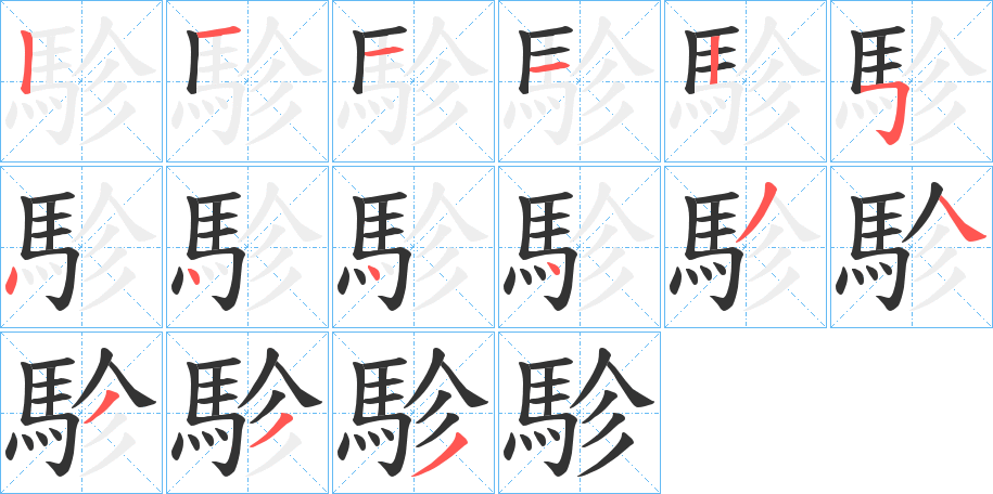 駗字筆畫寫法