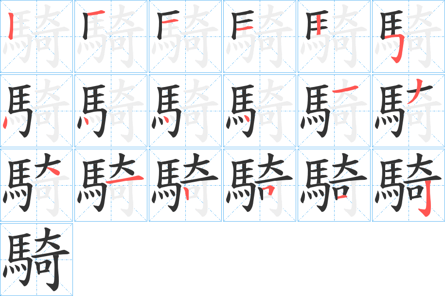 騎字筆畫寫法