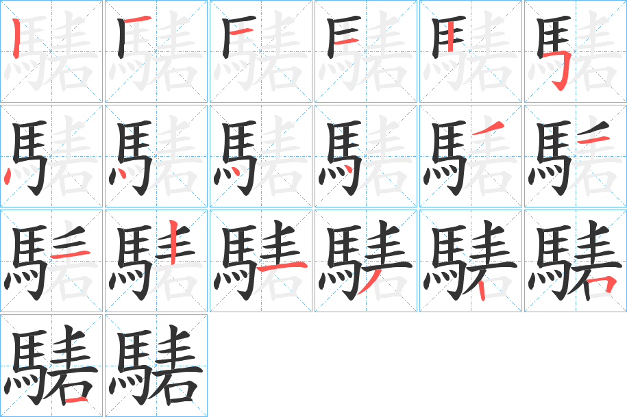 騞字筆畫寫法