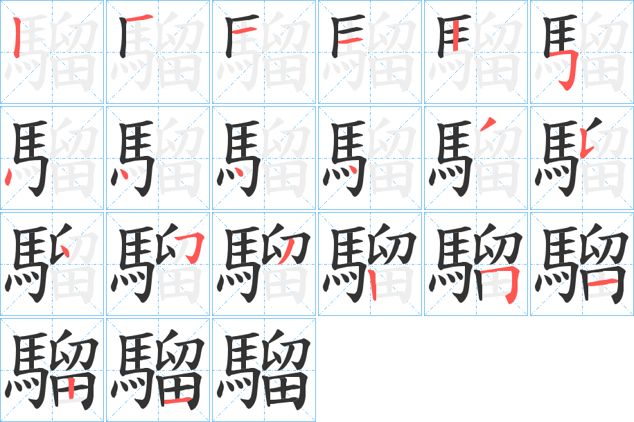 騮字筆畫寫法