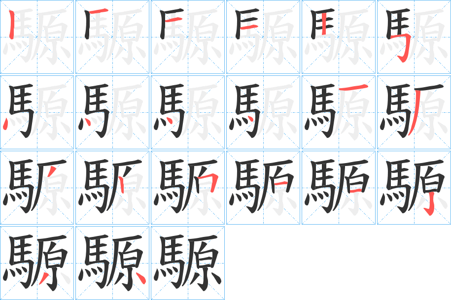 騵字筆畫寫法